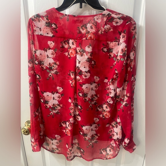 Kut From The Kloth Floral Surplice Roll Tab Sleeve Blouse Women Size Large - Picture 4 of 7